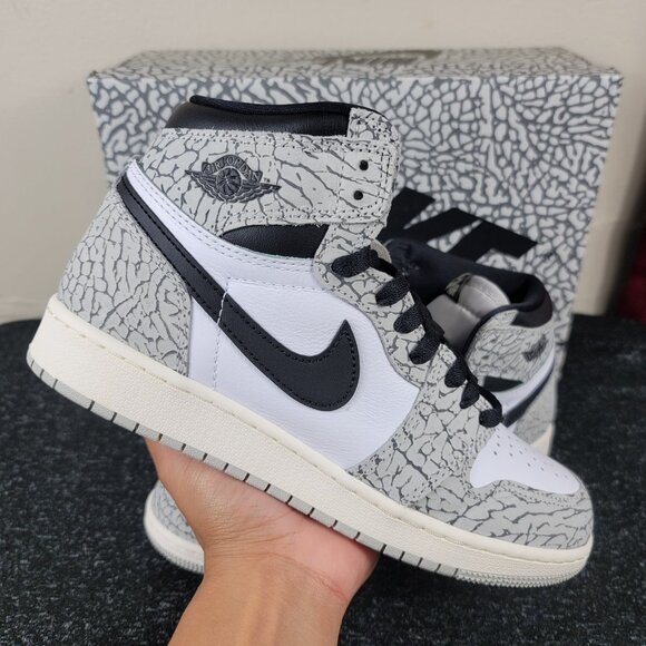 Jordan Other - NEW Nike Air Jordan 1 Retro High OG White Cement FD1437-052 GS Size 6.5Y Sneaker